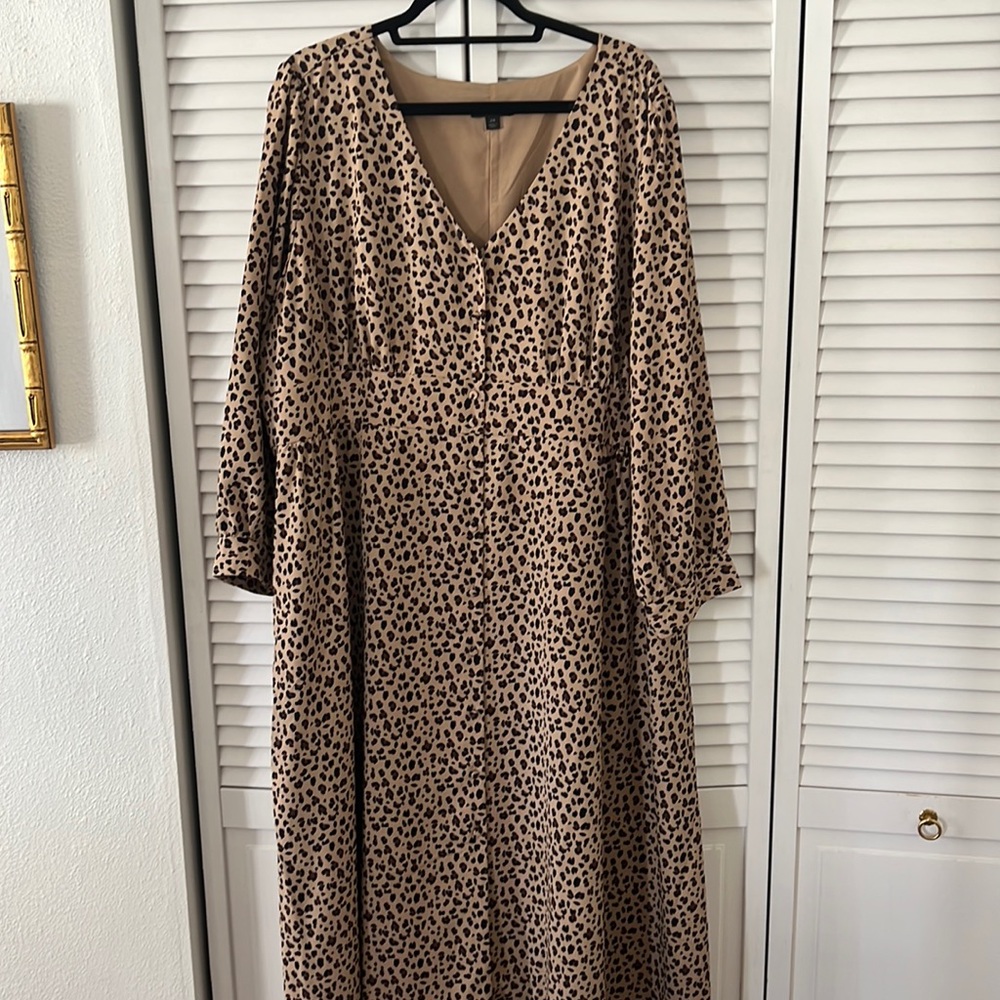 J. Crew Button Front Dress - Leopard Print
